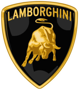Le taureau or sur fond noir, emblème de Lamborghini